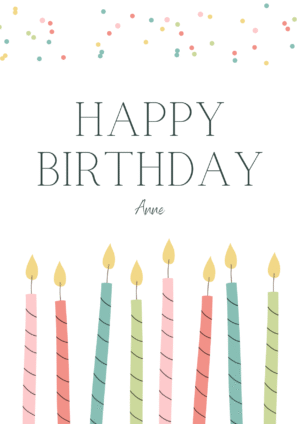 Pastel Candles Minimalist Birthday Card