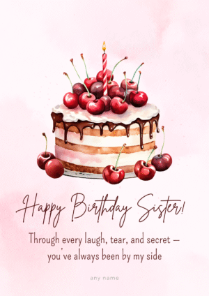 Cherry Layer Cake Birthday Card for Sister