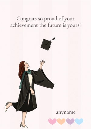 Elegant Pink Graduate Tossing Cap Card