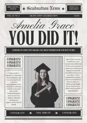 Vintage Newspaper Graduation Card