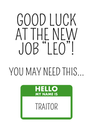Traitor Badge New Job Card