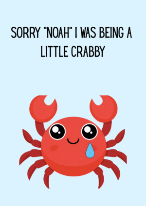 Crabby Mood Apology Card