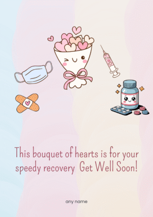 Bouquet of Hearts Speedy Recovery Get Well Soon Card