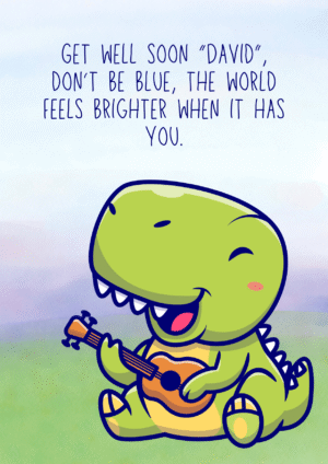 Cheerful Dinosaur Get Well Soon Card