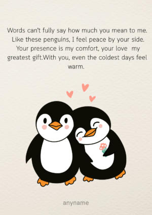 Penguin Cuddle Love Card