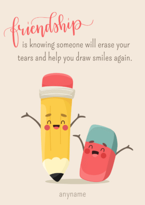 Pencil and Eraser Friendship Comfort Card