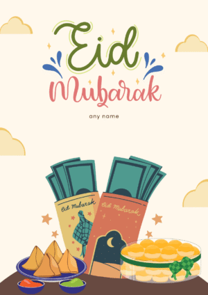Eid Mubarak Card, Festive Lantern and Gift Design
