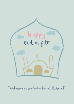 Pastel Mosque Eid al Fitr Card