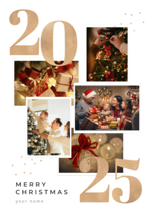 Gold Year Collage Christmas Card