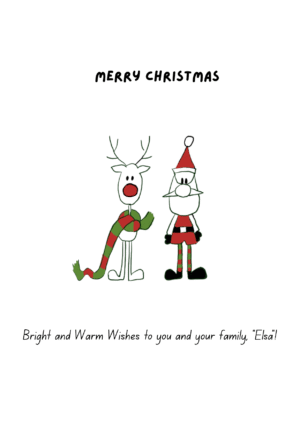 Reindeer and Santa Sketch Christmas Card