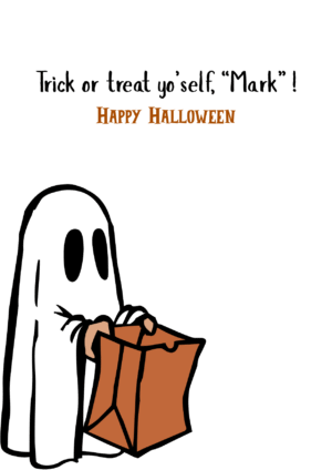 Ghost with Treat Bag Halloween Card