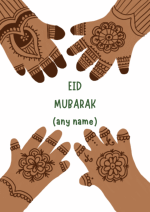 Henna Hands Eid Mubarak Card – Personalised Design Option
