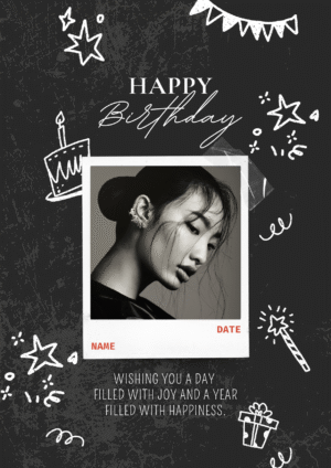 Chic Black & White Personalised Birthday Card