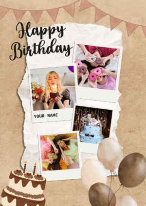 Vintage Collage Happy Birthday Personalised Card